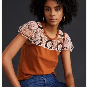 Anthropologie Flutter-Sleeve Top / T-shirt cotton medium